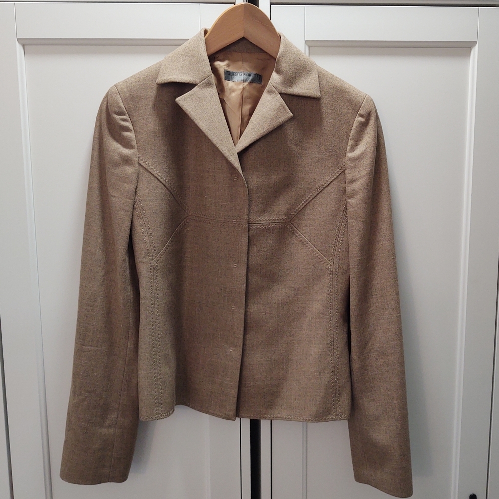 Alberta Ferretti Italian Wool Beige Blazer